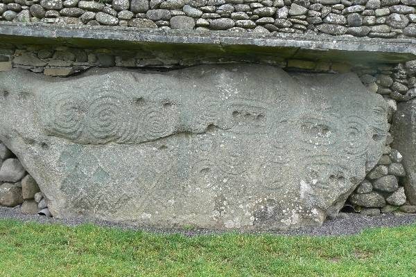 Decorated kerbstone in Newgrange