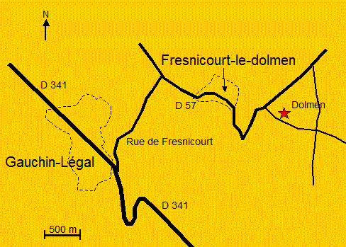 Kaart Fresnicourt-le-Dolmen