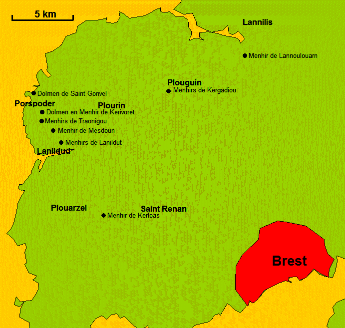 Kaart Noord-West Finistre
